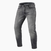 Jeans Ortes TF, un jeans moto con protezioni SEESMART. Colore grigio medio. Di REV'IT!.